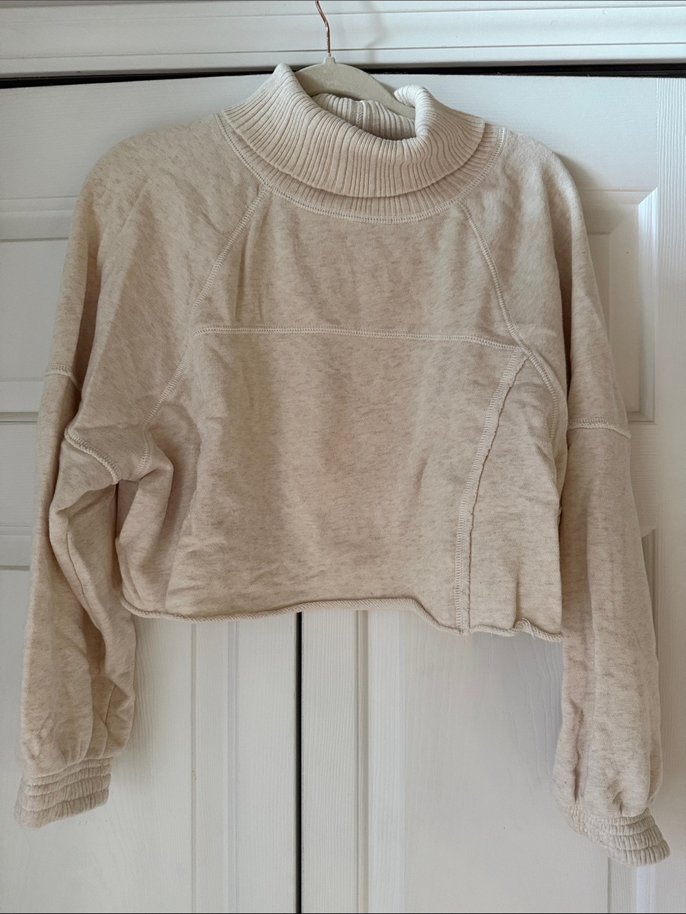 aerie Cream Cropped Turtleneck Sweater